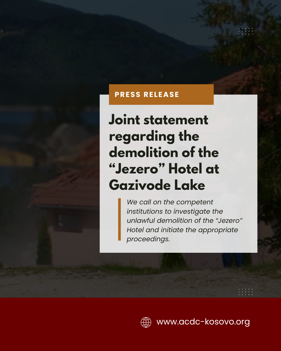 joint-statement-on-the-demolition-of-the-jezero-hotel-at-lake-gazivode